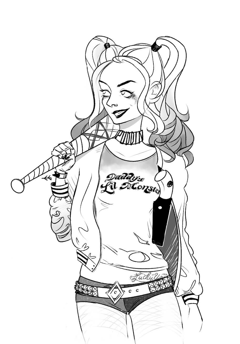 Harley Quinn Sencilla para colorir