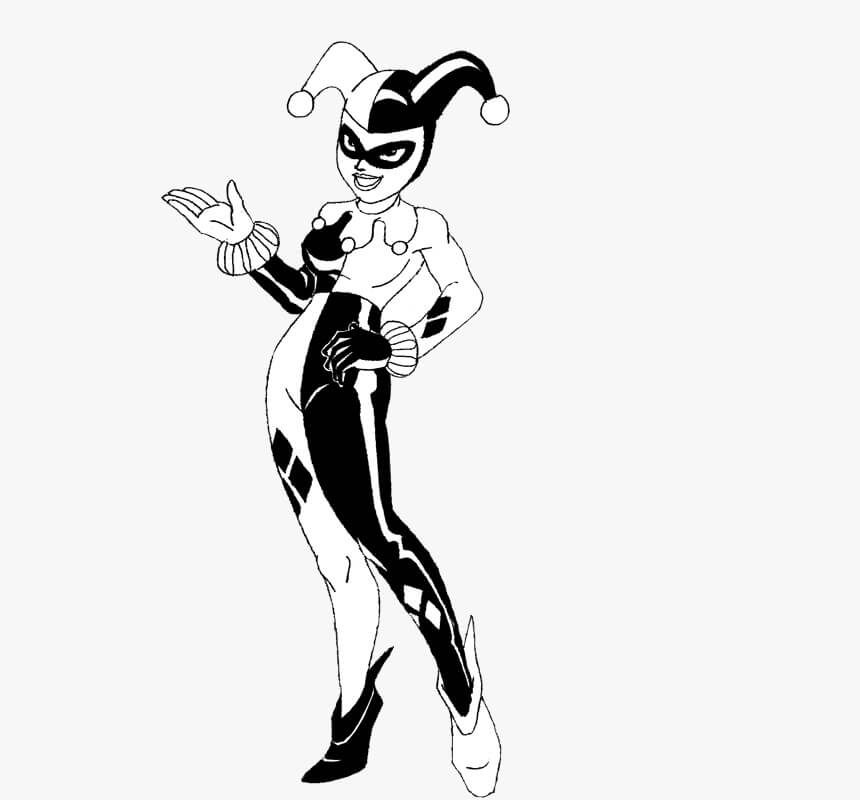 Harley Quinn en Blanco y Negro para colorir