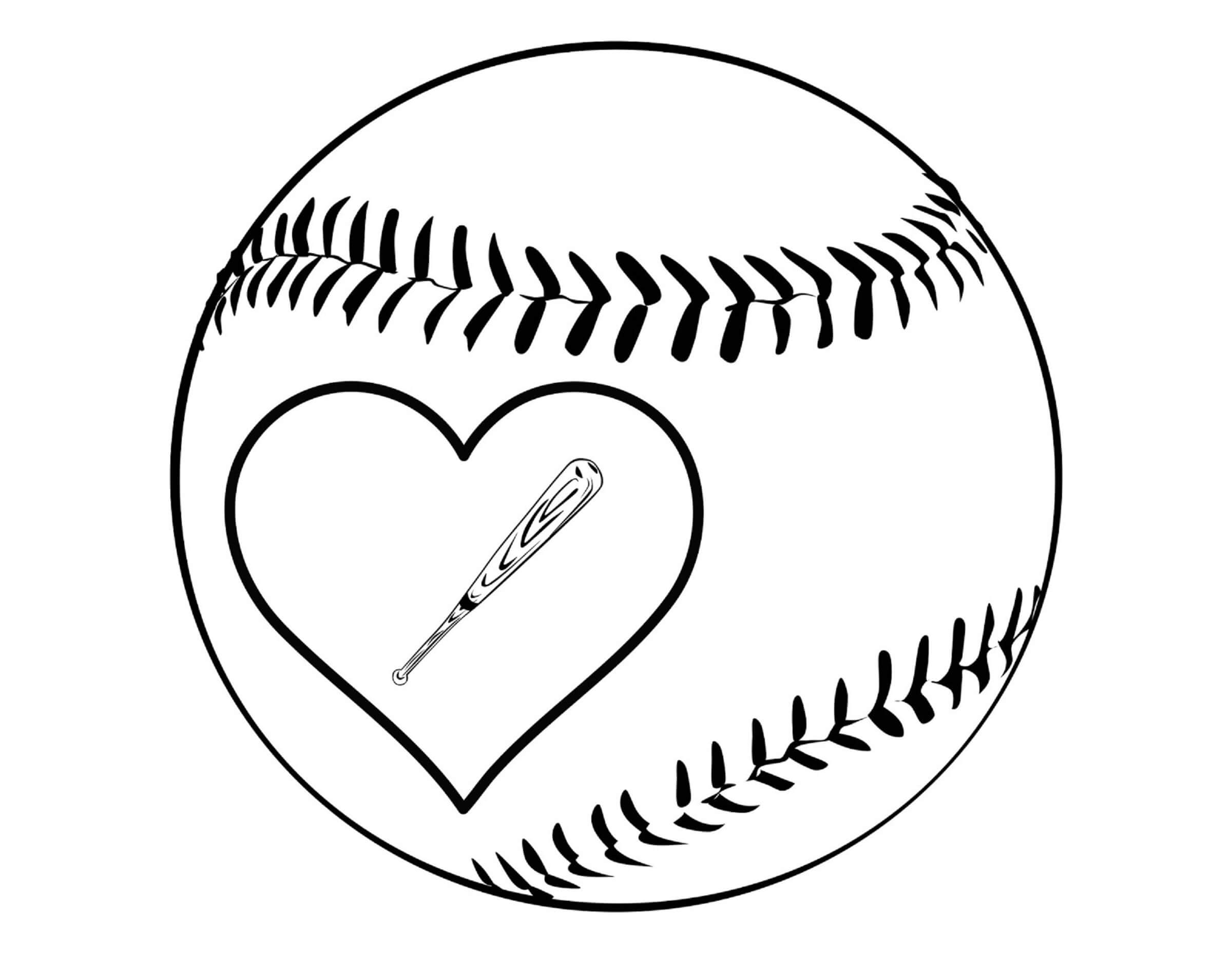 Dibujos de Heart In Baseball para colorear