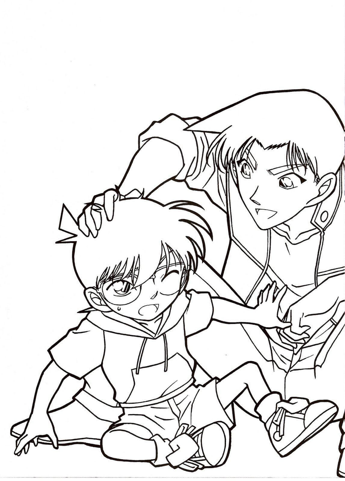 Heiji y Conan para colorir