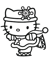 Dibujos de Hello Kitty Jugando Patinaje Sobre Hielo para colorear