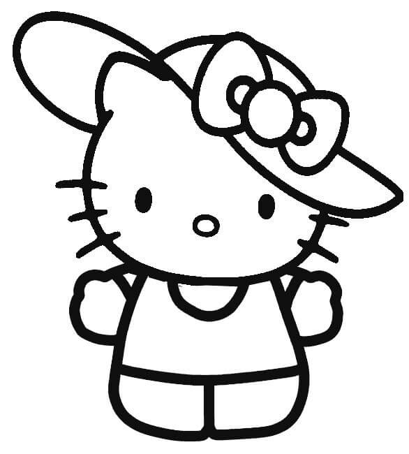Dibujos de Hello Kitty con Sombrero para colorear