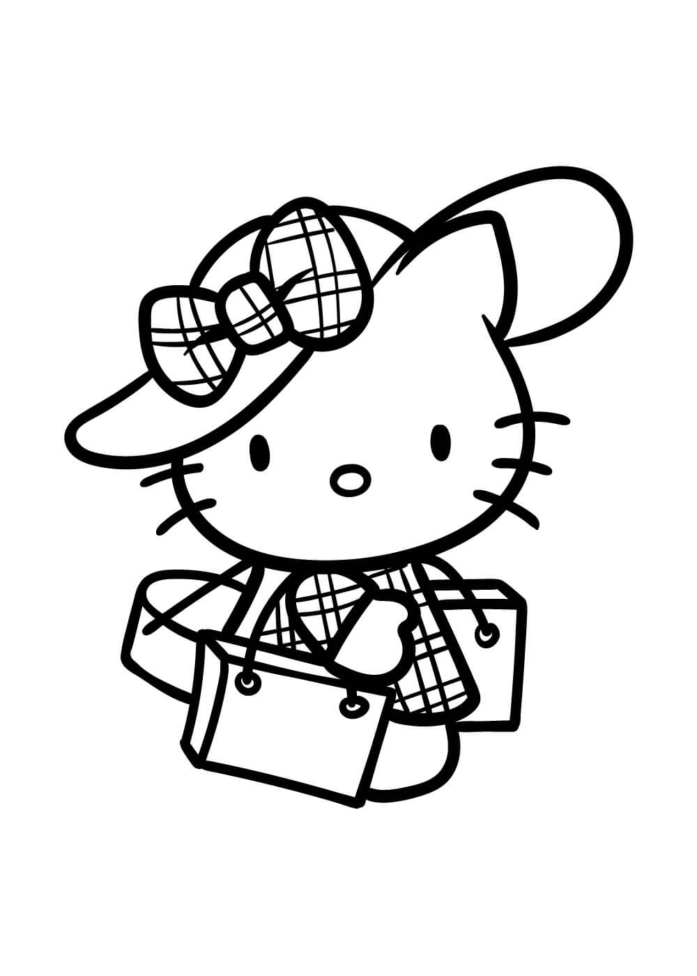 Dibujos de Hello Kitty ir de Compras para colorear