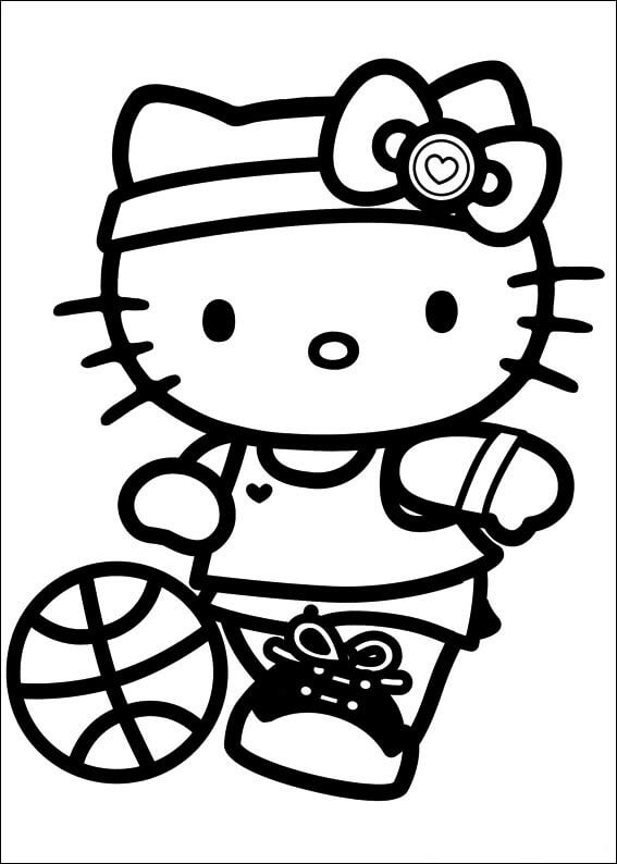 Dibujos de Hello Kitty jugando al Fútbol para colorear