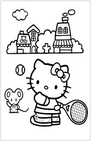 Hello Kitty jugando al Tenis para colorir