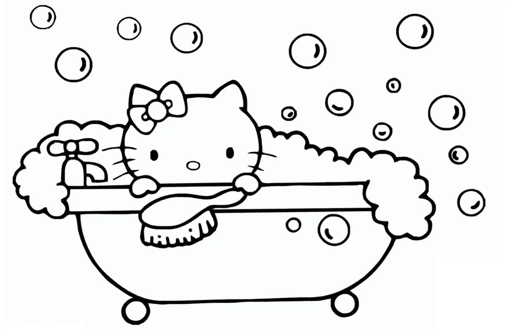 Hello Kitty se Baña para colorir