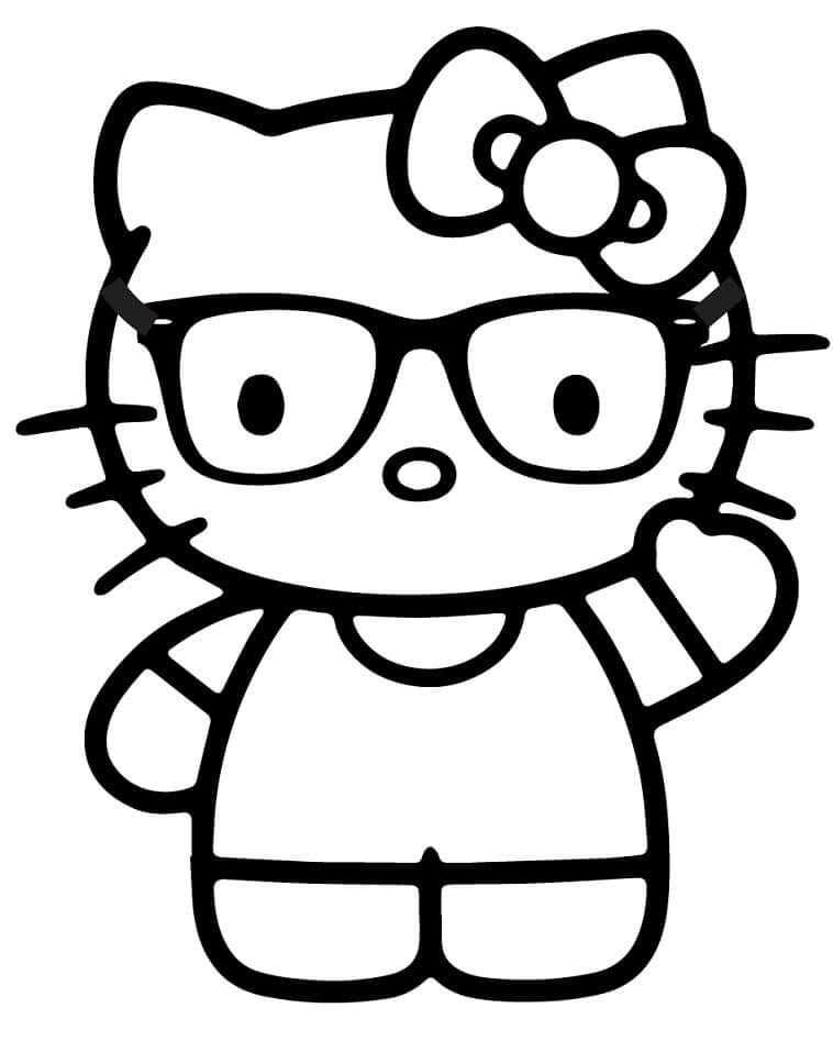 Dibujos de Hello Kitty usa Anteojos para colorear