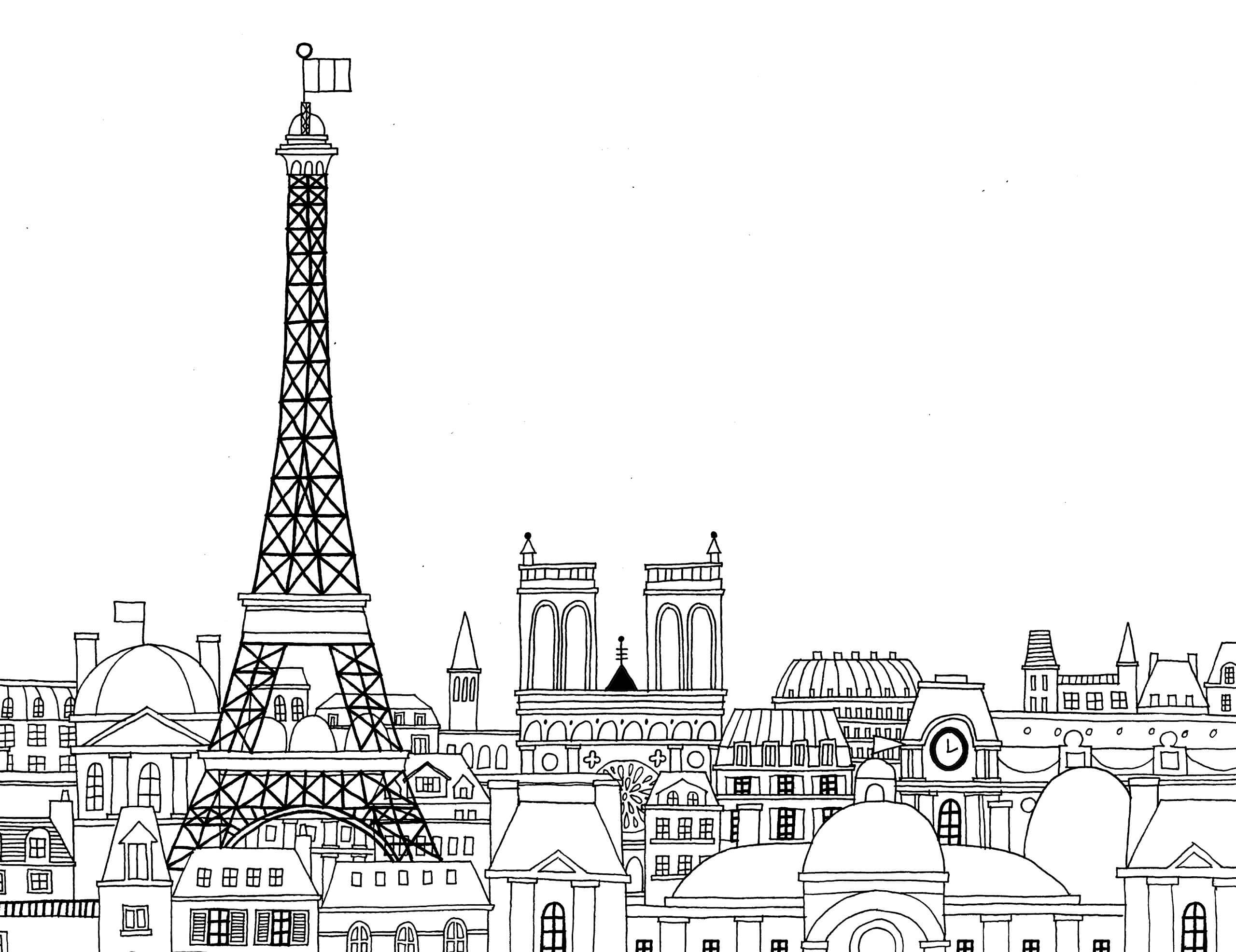 Hermosa Ciudad de París para colorir