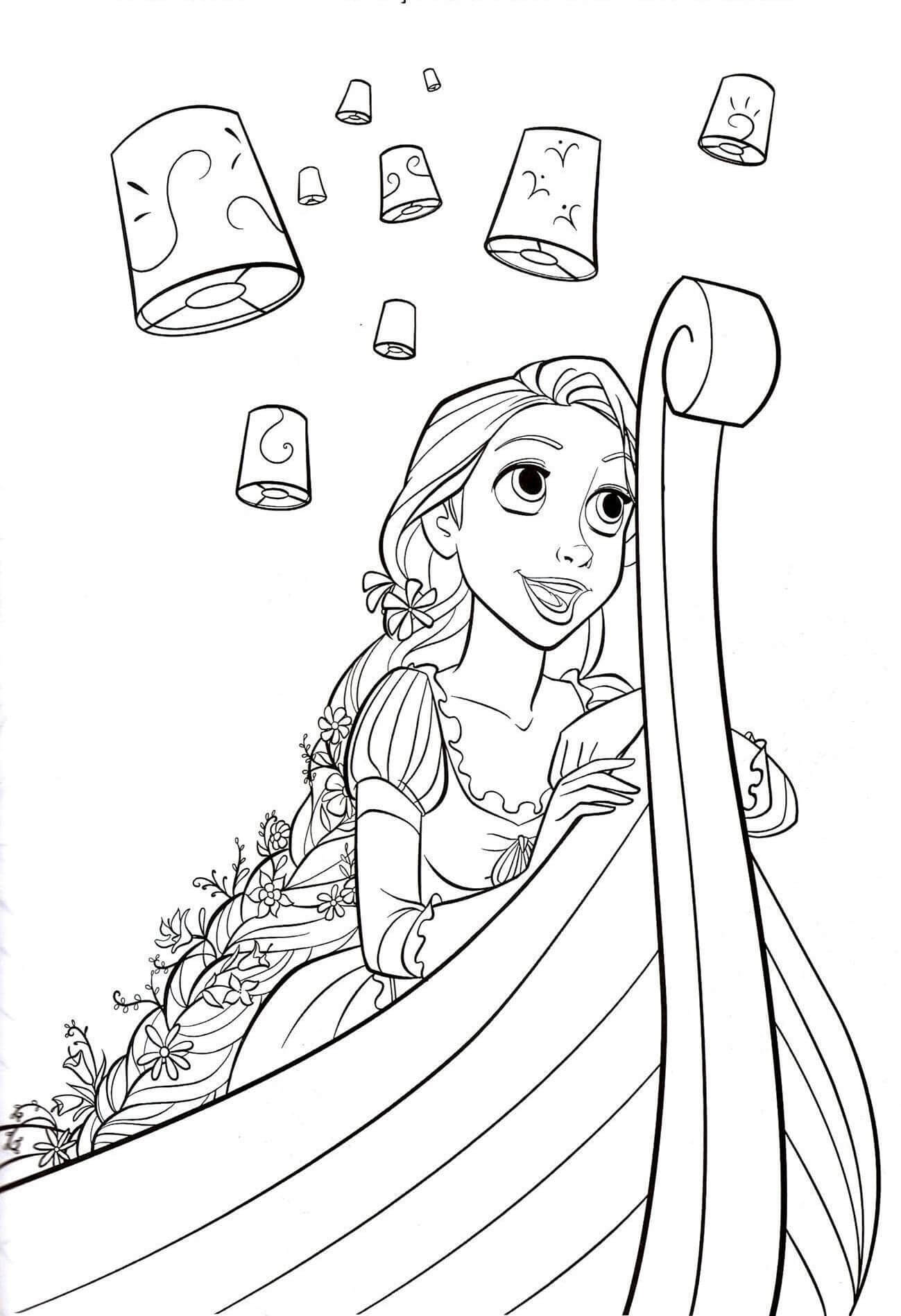 Dibujos de Hermosa Rapunzel Sonriendo para colorear