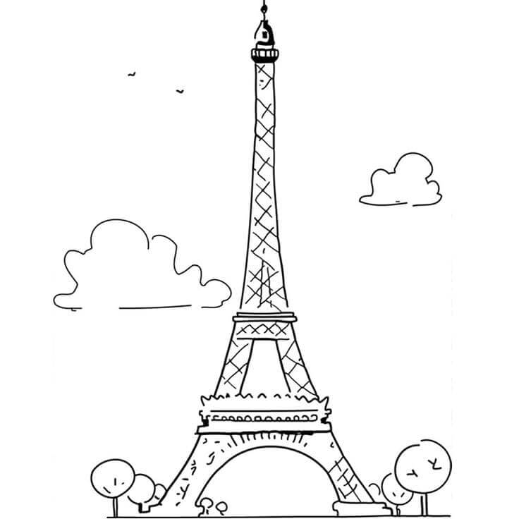 Hermosa Torre Eiffel para colorir