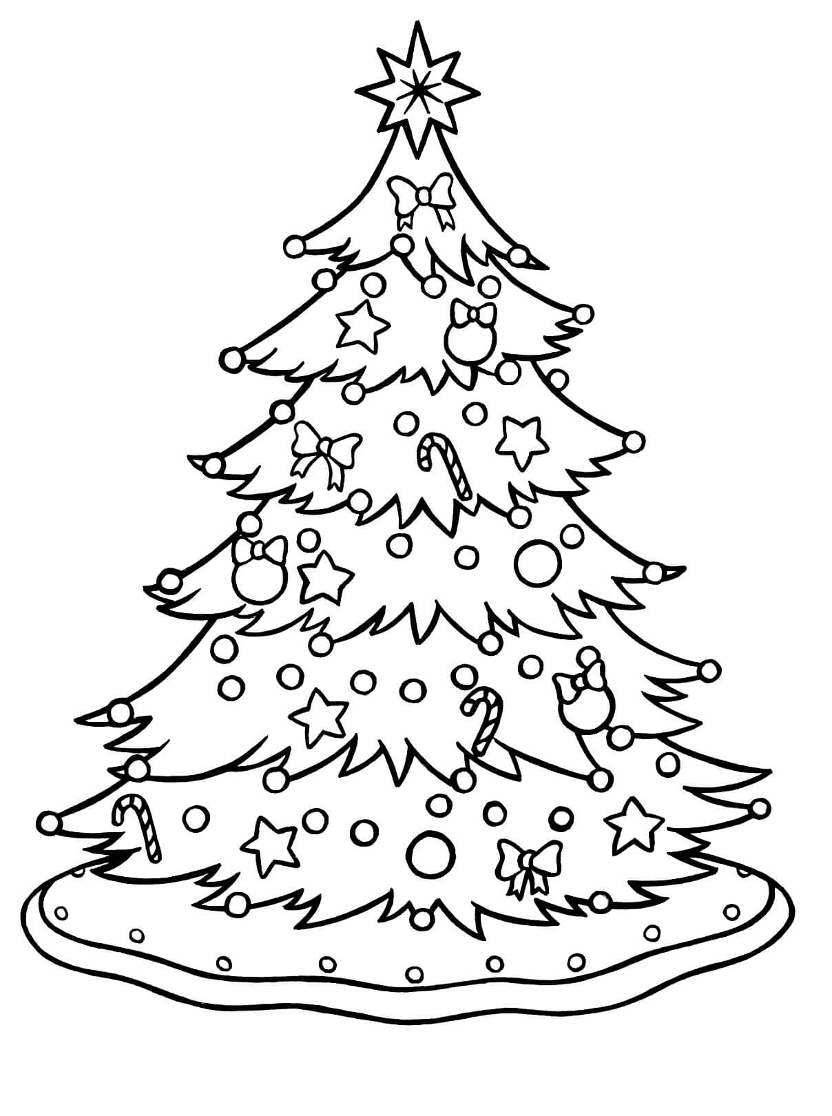 Dibujos de Hermoso Árbol de Navidad Grande para colorear