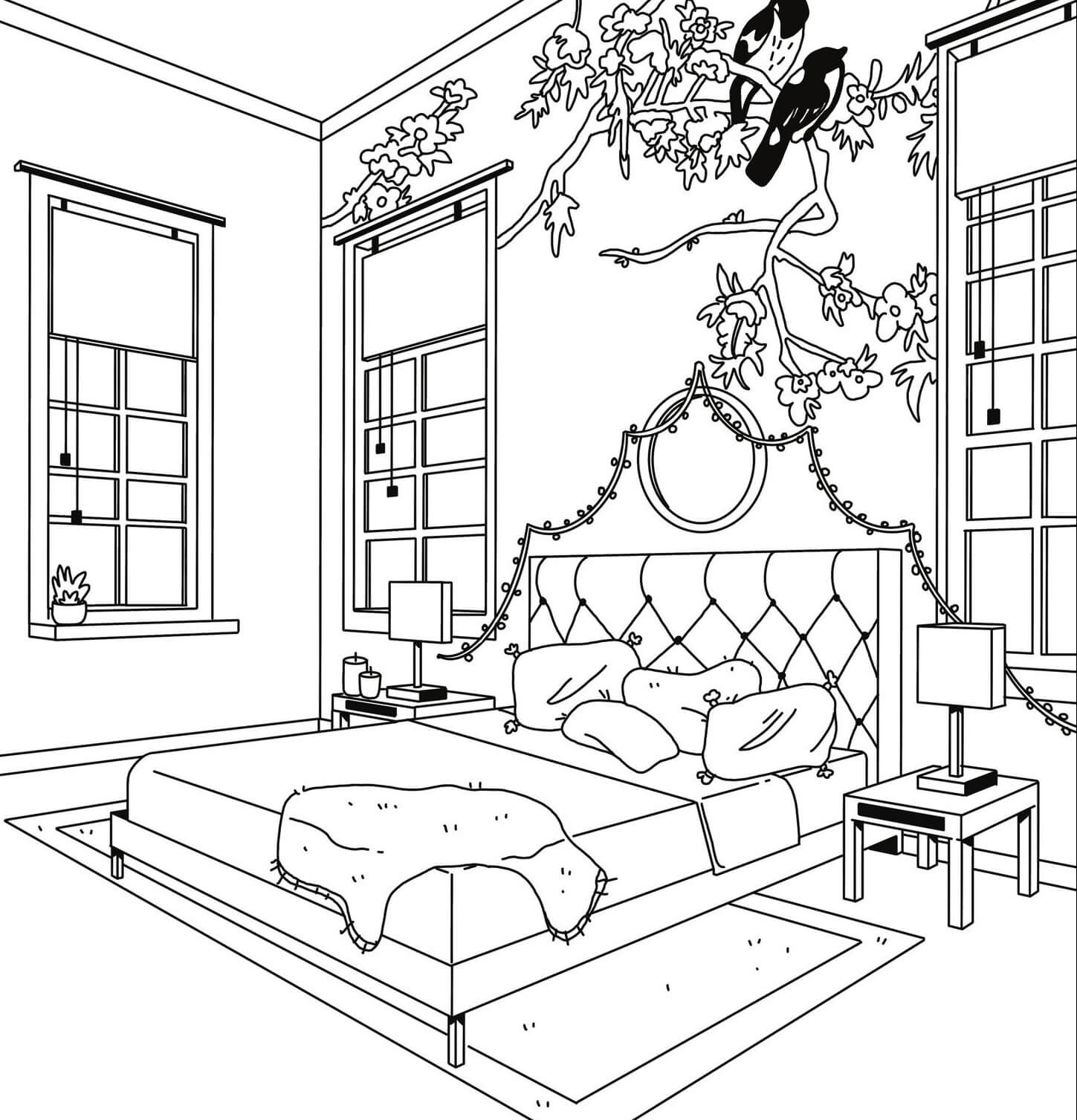 Hermoso Dormitorio para colorir