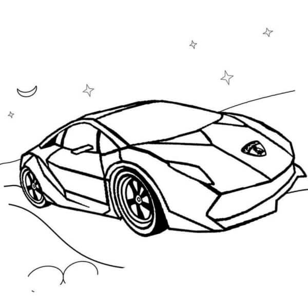 Dibujos de Hermoso Lamborghini Bajo Las Estrellas para colorear