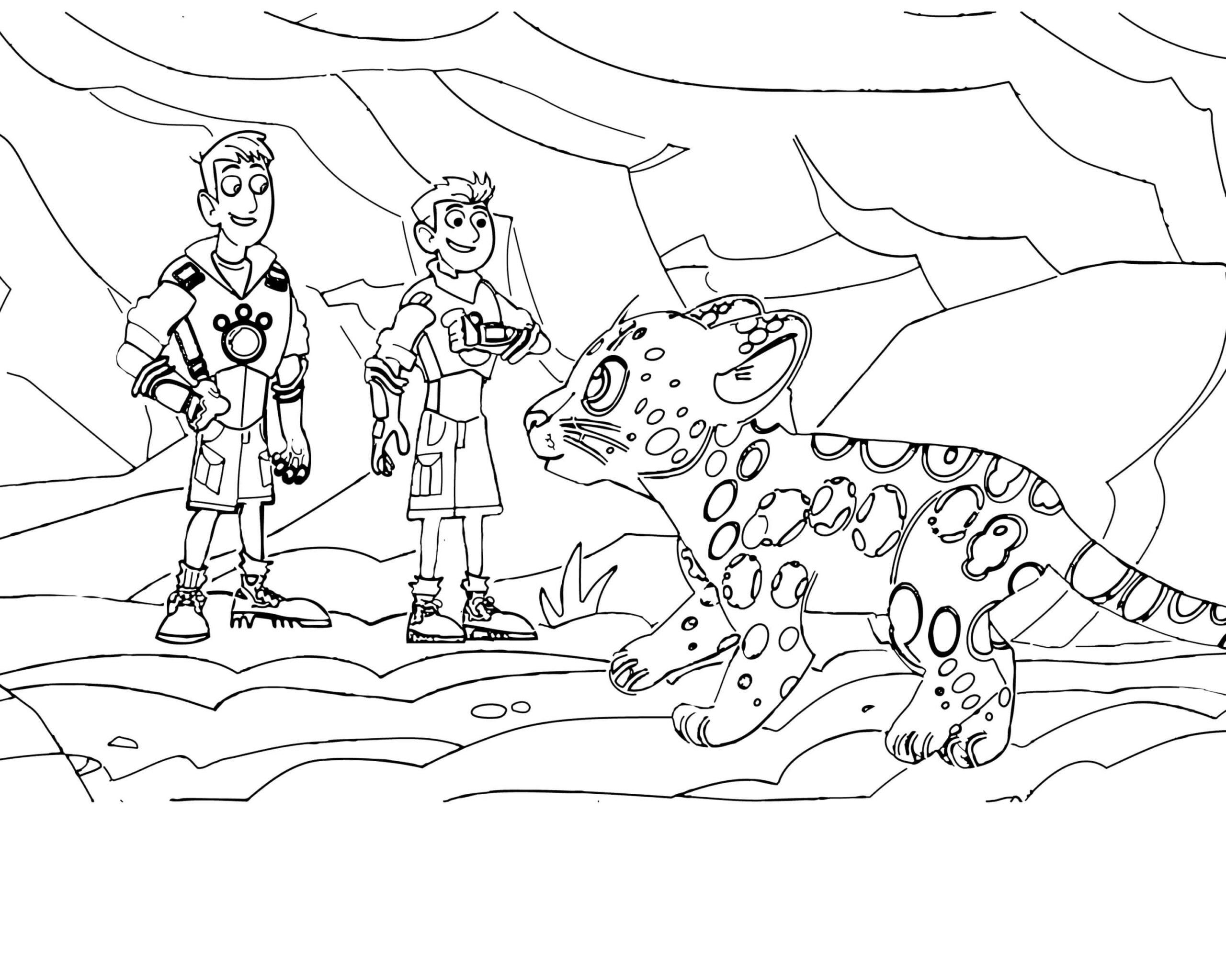 Dibujos de Hermosos Hermanos Acudieron Al Rescate Del Bebé Leopardo para colorear