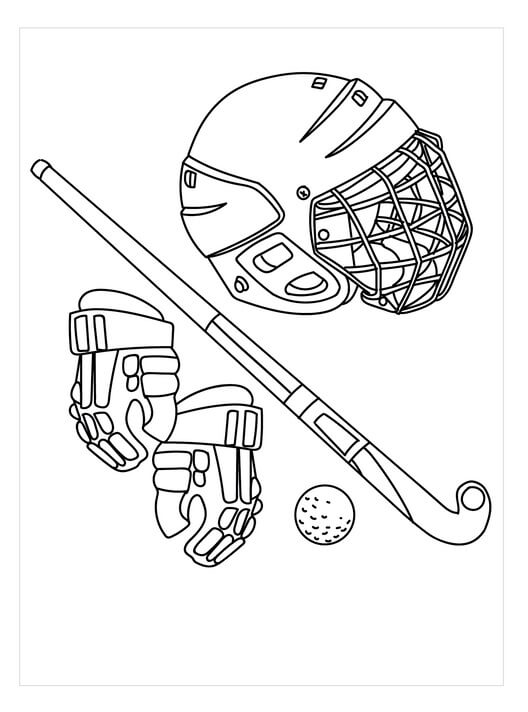Dibujos de Herramientas de Juego de Hockey para colorear