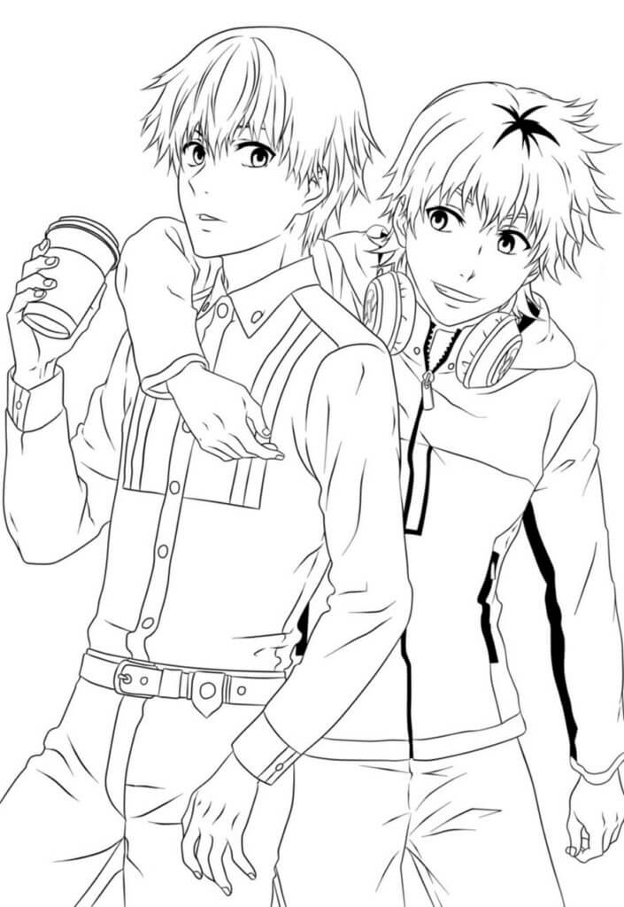 Hideyoshi y Kaneki para colorir