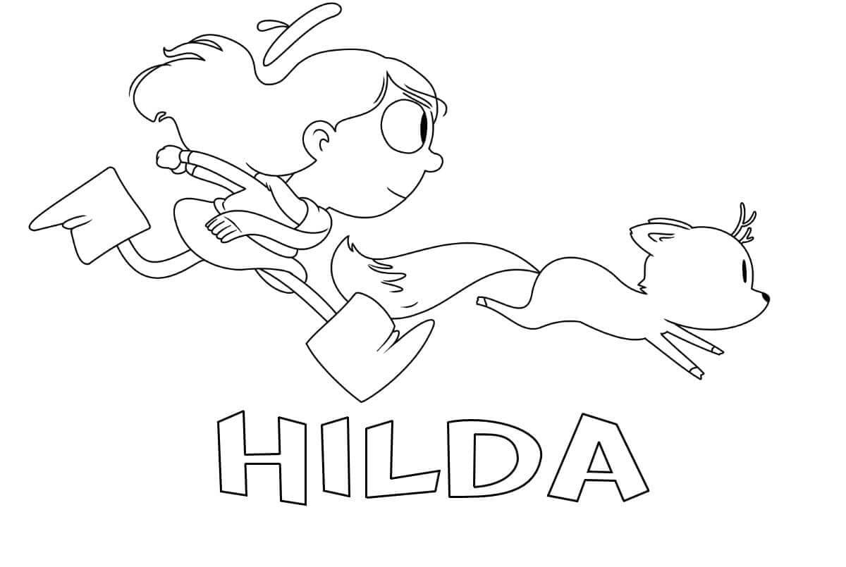 Hilda y Twig corriendo para colorir