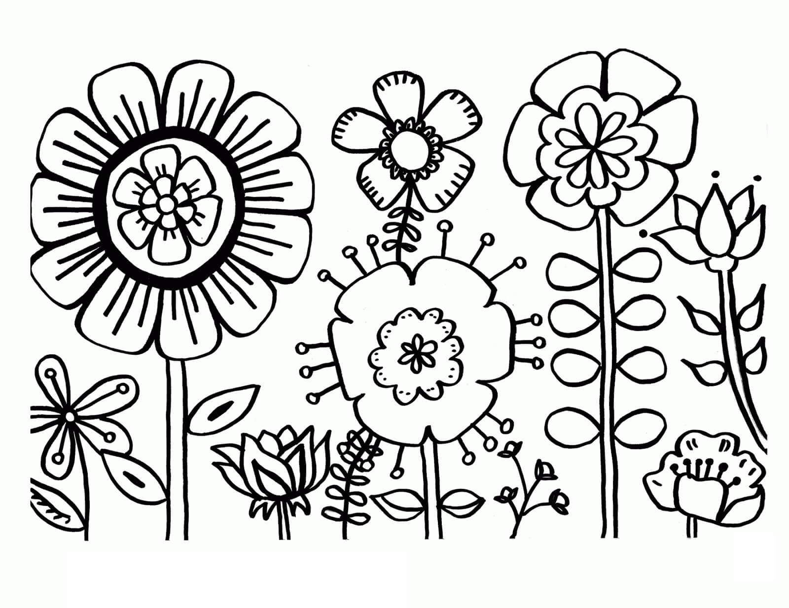 Dibujos de Hojas y Flor para colorear