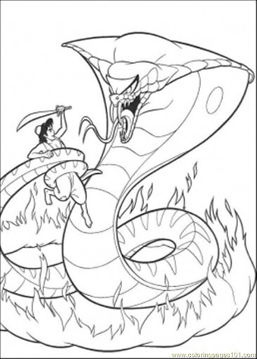 Dibujos de Hombre Ataca Serpiente de Mar para colorear