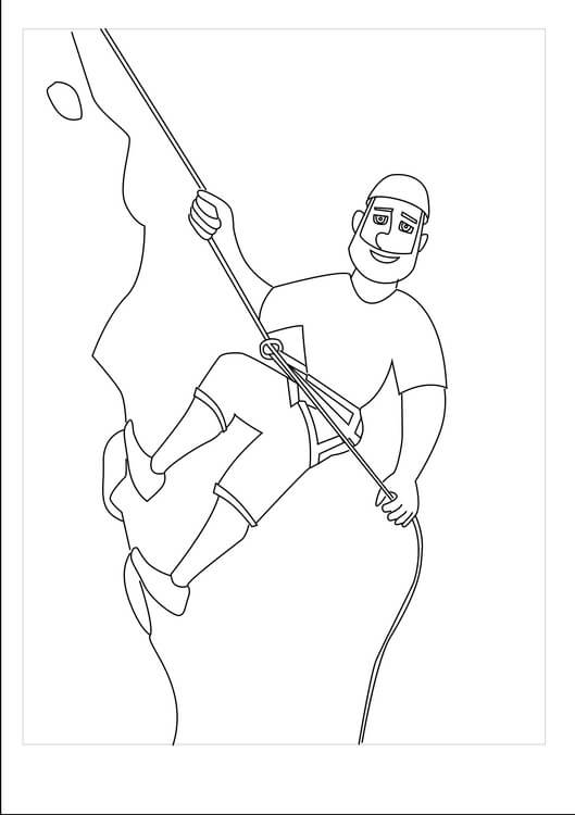 Dibujos de Hombre Escalada en Roca para colorear