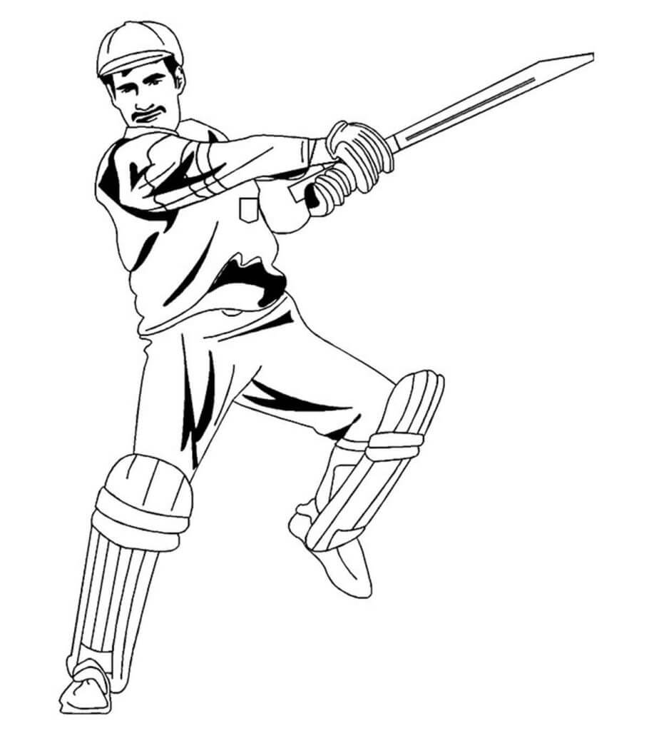 Hombre Jugando a Cricket para colorir