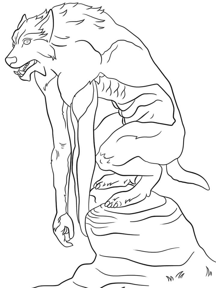 Hombre Lobo en la Roca para colorir