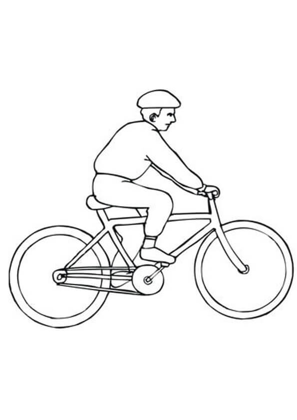 Hombre Montando Bicicleta para colorir