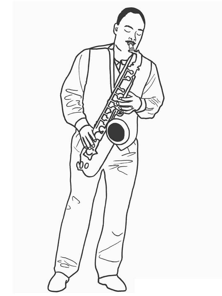 Hombre Saxofonista para colorir
