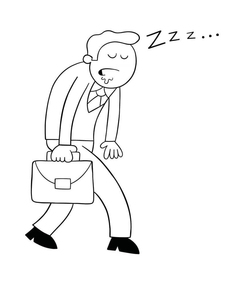 Dibujos de Hombre de Negocios ir a Trabajar y Dormir para colorear