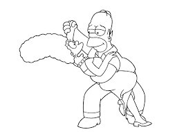 Dibujos de Homer Simpson Bailando con su Esposa para colorear