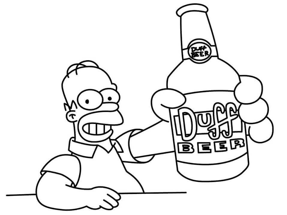 Homer Simpson Bebiendo para colorir