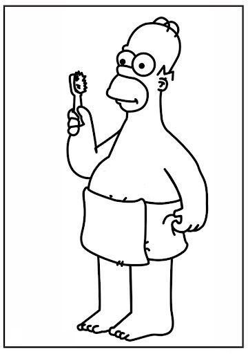 Dibujos de Homer Simpson Cepillándose los Dientes para colorear