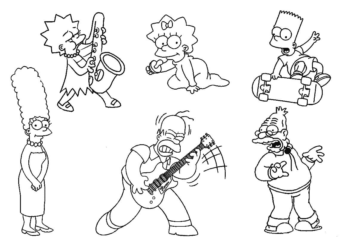 Homer Simpson y Familia para colorir