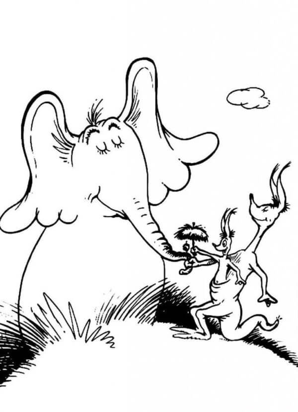 Horton Comparte Su Inusual Flor Con Un Canguro para colorir