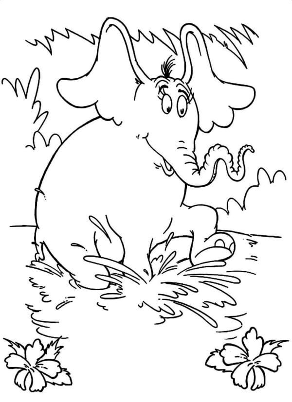 Dibujos de Horton El Elefante Corre Alegremente Sobre El Agua para colorear
