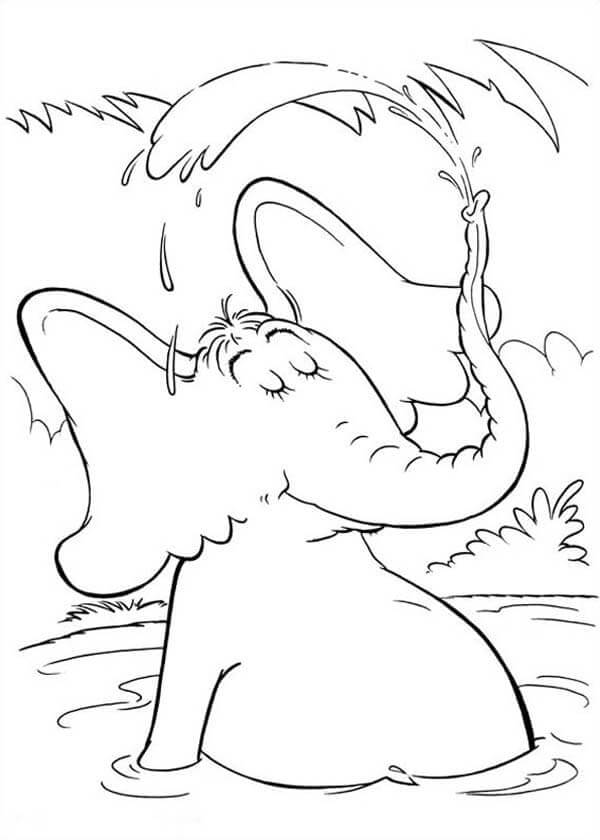 Horton Nadando En El Lago para colorir