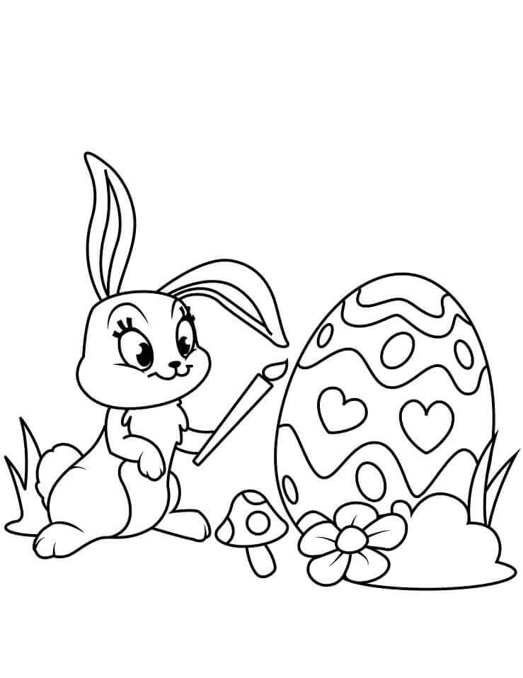 Huevo De Dibujo De Conejo De Pascua para colorir