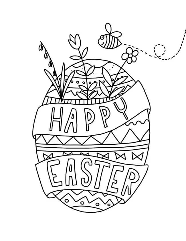 Dibujos de Huevo de Pascua Kawaii para colorear