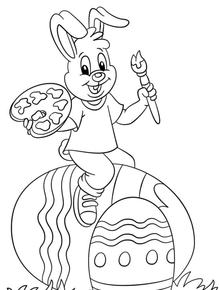 Dibujos de Huevo de pintura de Conejo de Pascua para colorear