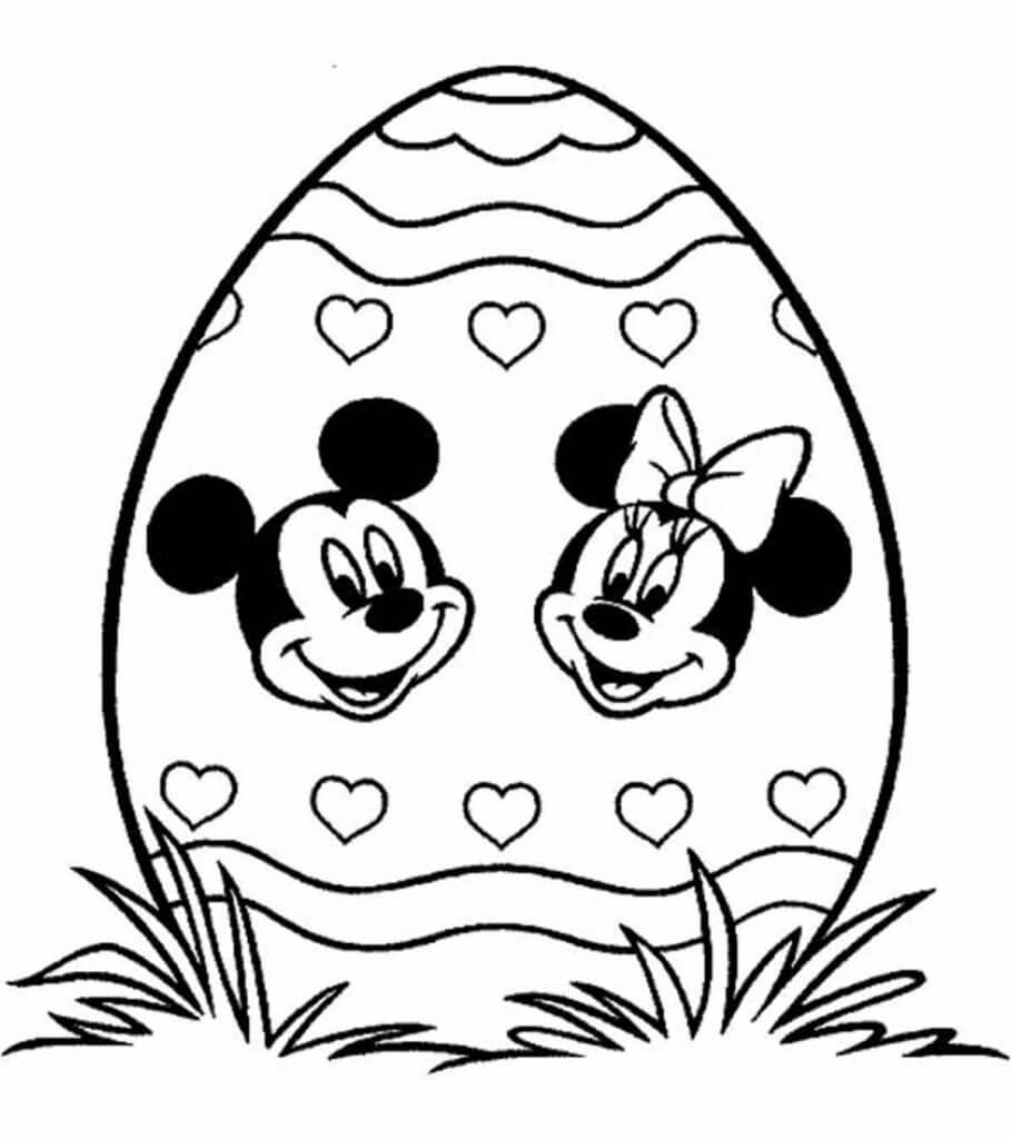 Dibujos de Huevos de Pascua Impresos con Mickey Mouse y Minnie Mouse para colorear
