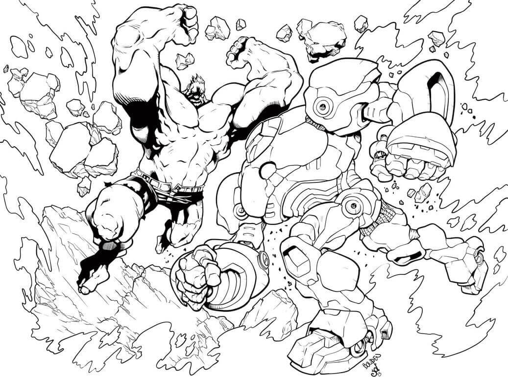 Dibujos de Hulkbuster vs Hulk 1 para colorear
