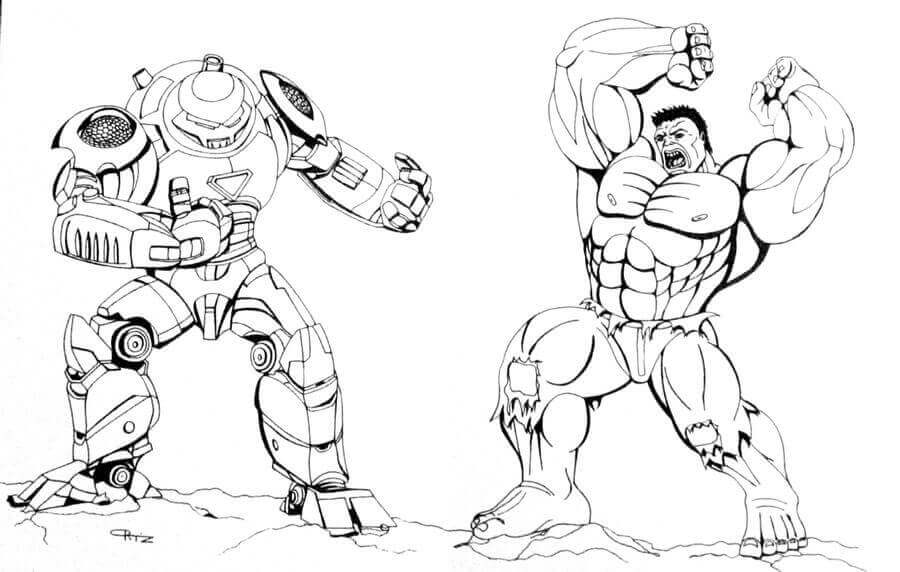 Dibujos de Hulkbuster vs Hulk 2 para colorear