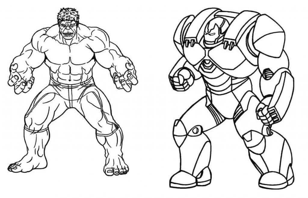 Dibujos de Hulkbuster y Hulk para colorear