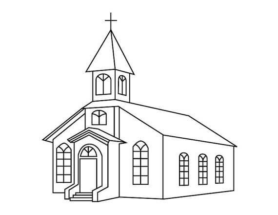 Dibujos de Iglesia Básica para colorear