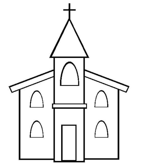 Dibujos de Iglesia Fácil para colorear