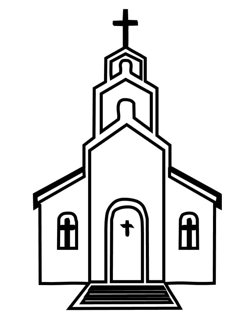 Iglesia de Dibujo Básico para colorir