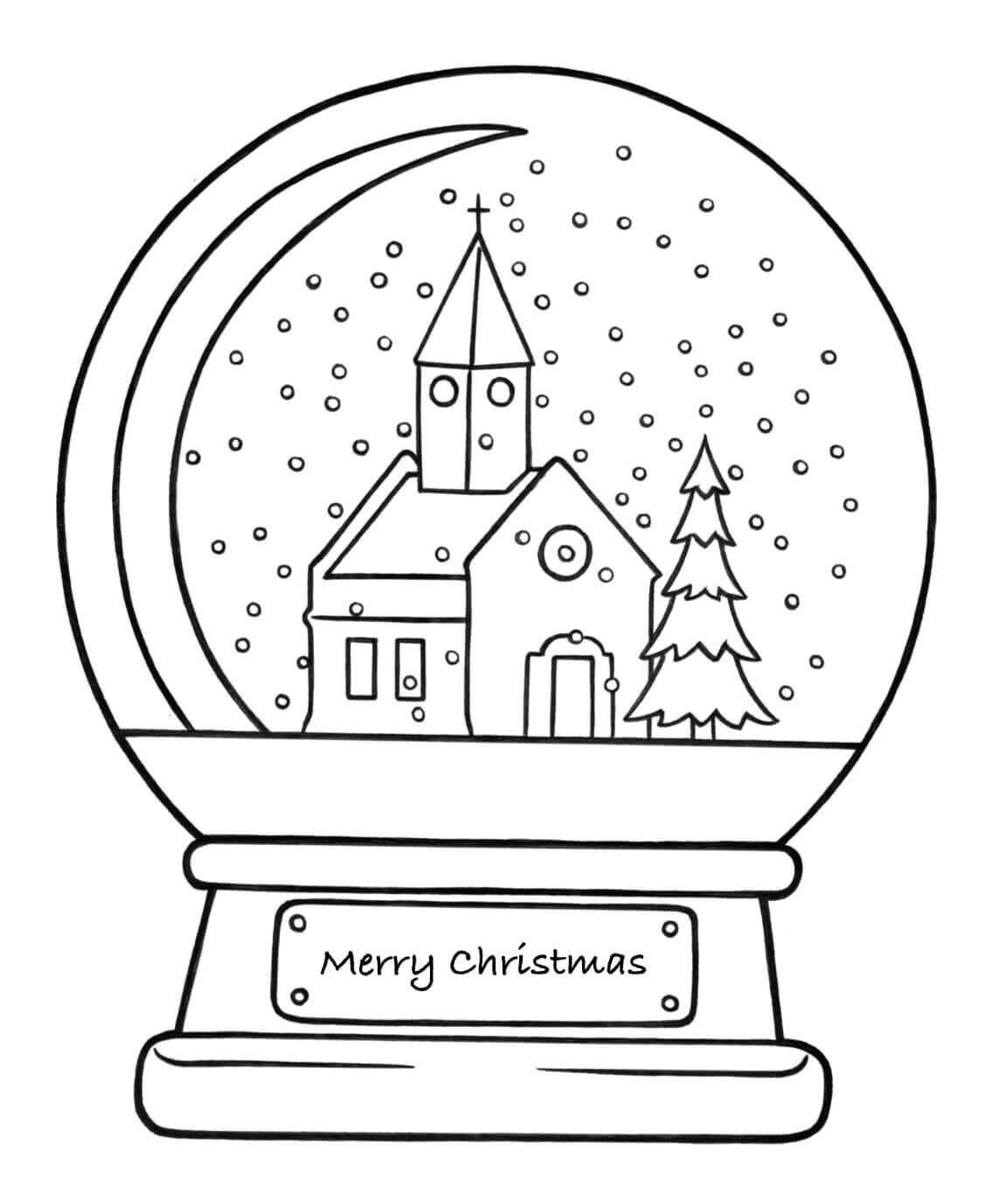 Dibujos de Iglesia de Navidad Snowglobe para colorear