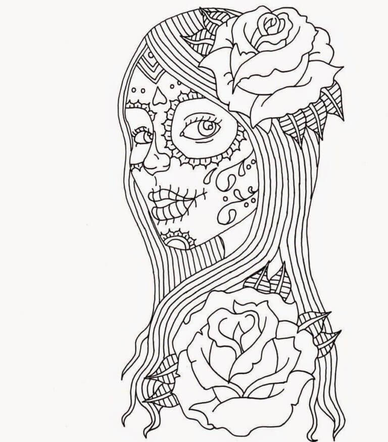 Imagen De Mujer Para El Día De Muertos para colorir