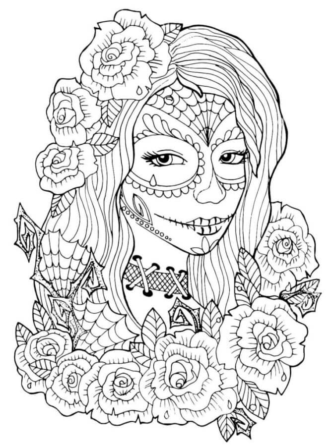 Imagen Festiva De Los Muertos para colorir