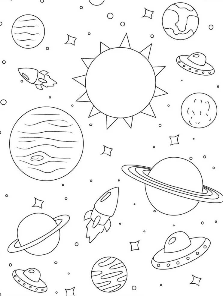 Dibujos de Imágenes Gratis De Sistema Solar para colorear
